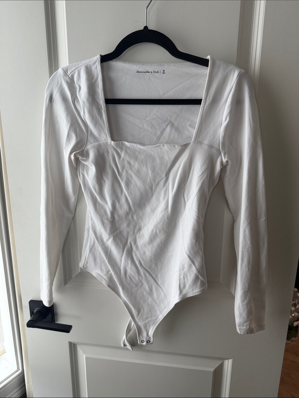 Abercrombie & Fitch White Square Neck Long Sleeve Bodysuit